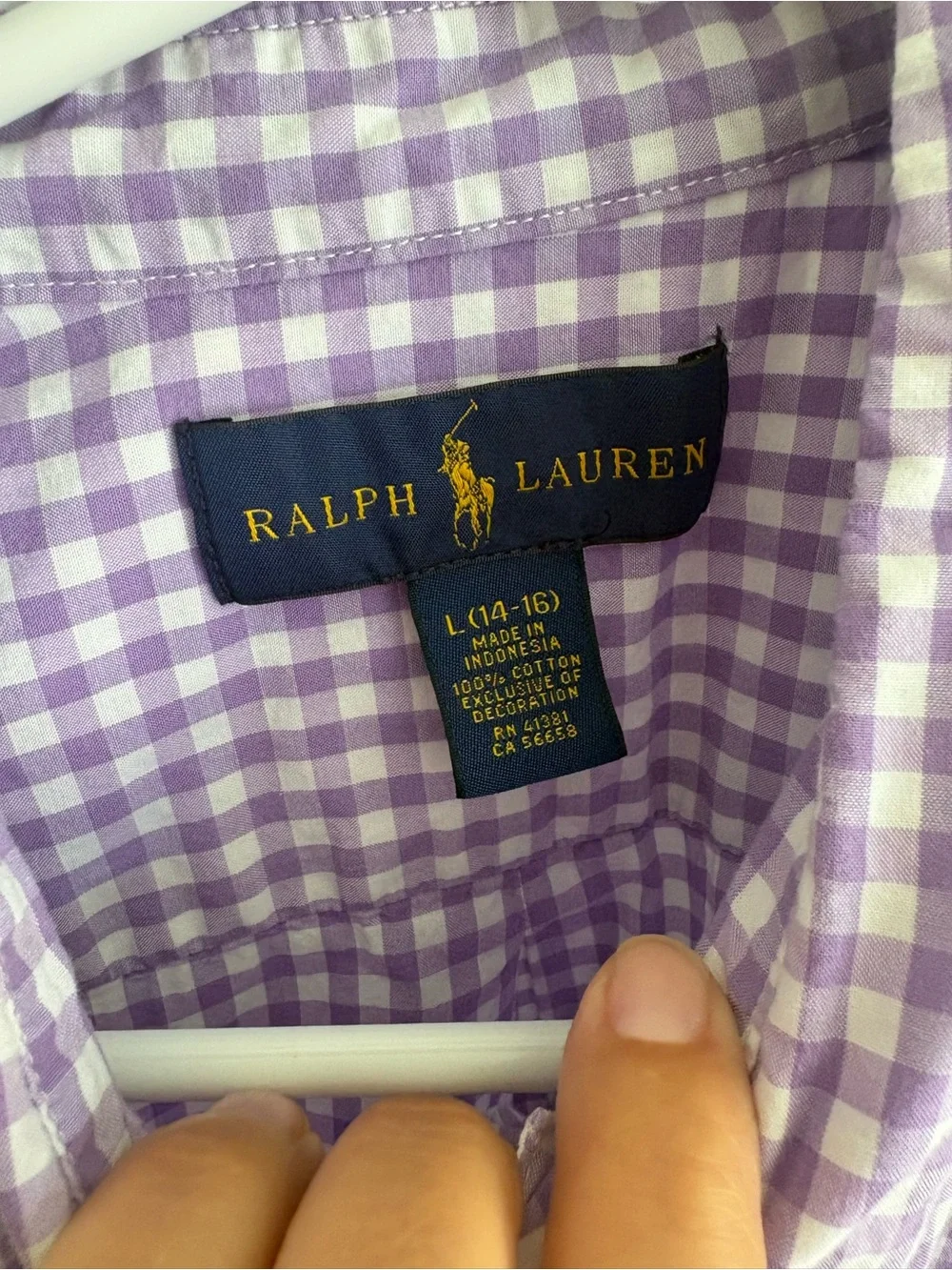Ralph Lauren Lavender Gingham Button-Down Shirt